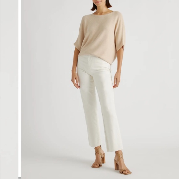 NWT QUINCE Lightweight Cotton Cashmere LinkStitch Dolman Sweater Oatmeal XL 2408 - Picture 7 of 12